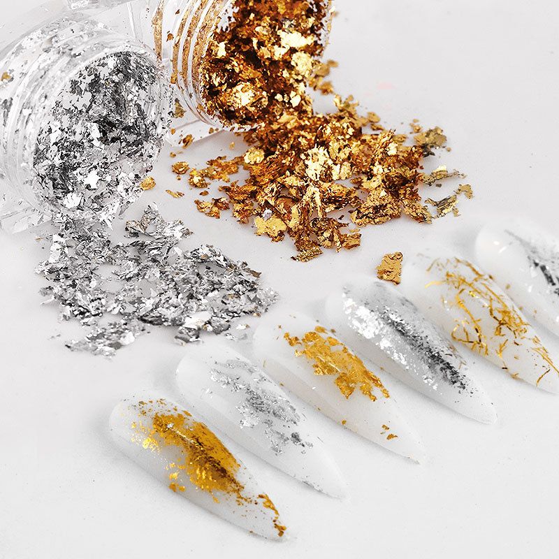 Nueva Hoja De Oro Alambre Paillette Fragmento Gel Diy Decoración Uñas Belleza Hoja De Estaño