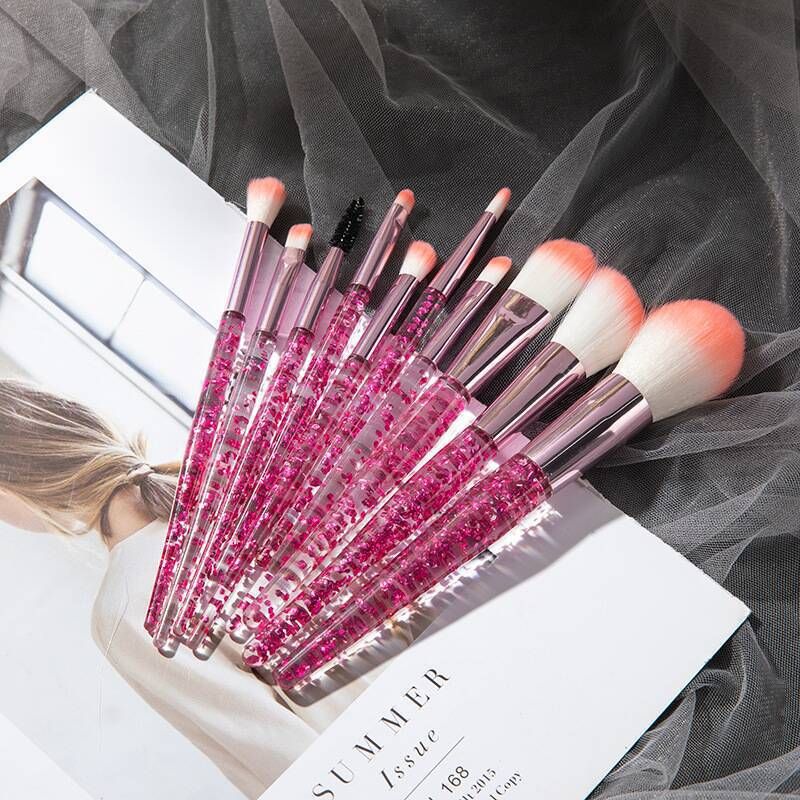 Fashion Synthetic Fibre 10 Crystal Makeup Brushes