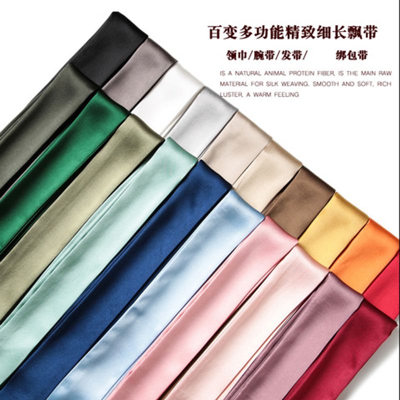 Fashion Solid Farbe Schlanke Schmale Kleine Silk Band Dekorative Schal