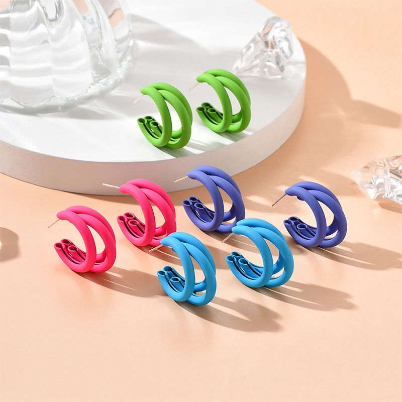 C Shape Alloy No Inlaid Earrings