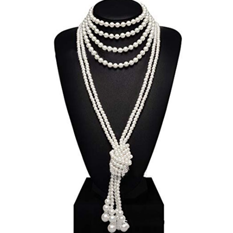 Gothic Hip-Hop Exaggerated Pearl Imitation Pearl Glass Beaded Artificial Pearls Halloween Easter Women'S Sweater Chain Necklace