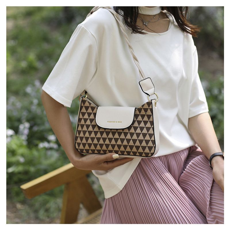 Fashion Houndstooth Printed Simple One-shoulder Underarm Handbag