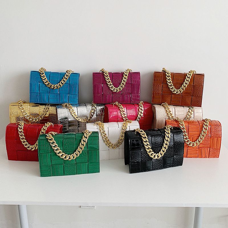 Fashion New Women's Woven Small Square Chain Messenger Multicolor Bag
