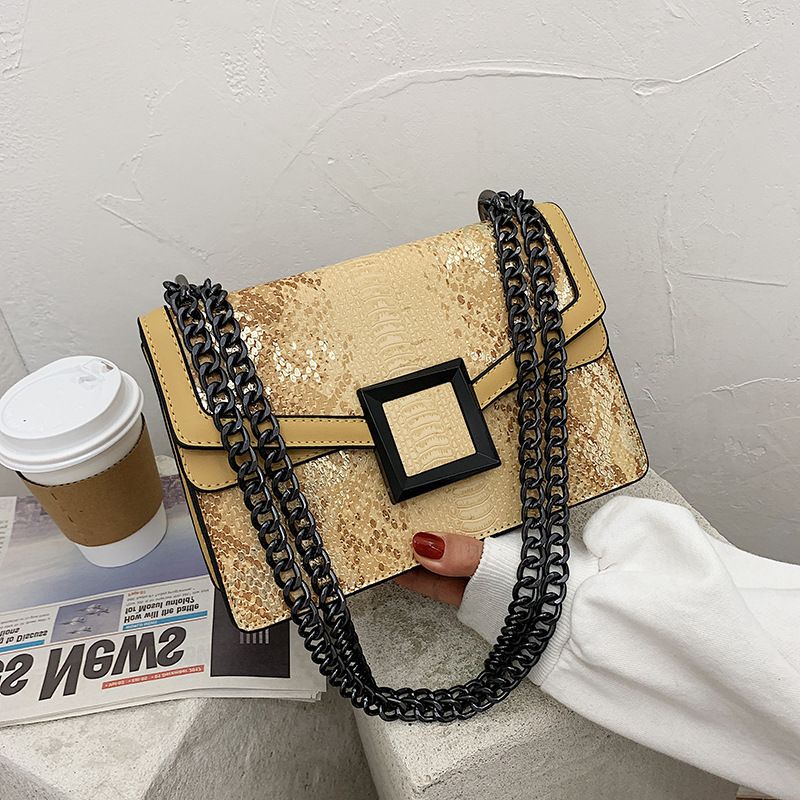 Women Fashion New Color Small Square Snake Pattern Chain Crossbody Shoulder Bag