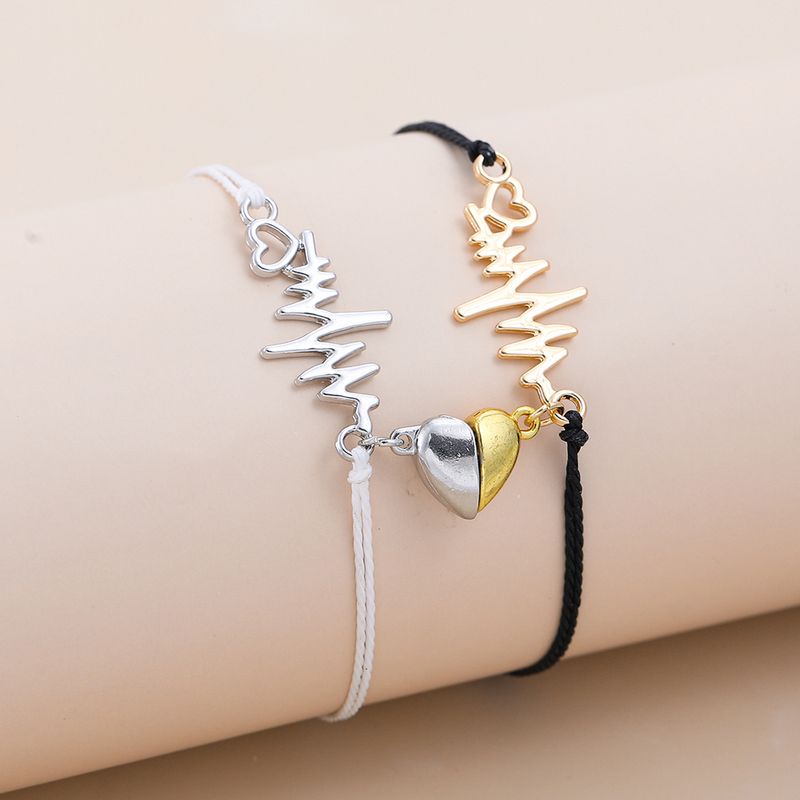 Fashion Creative Heart Ecg Pendant Titanium Steel Couple Bracelet