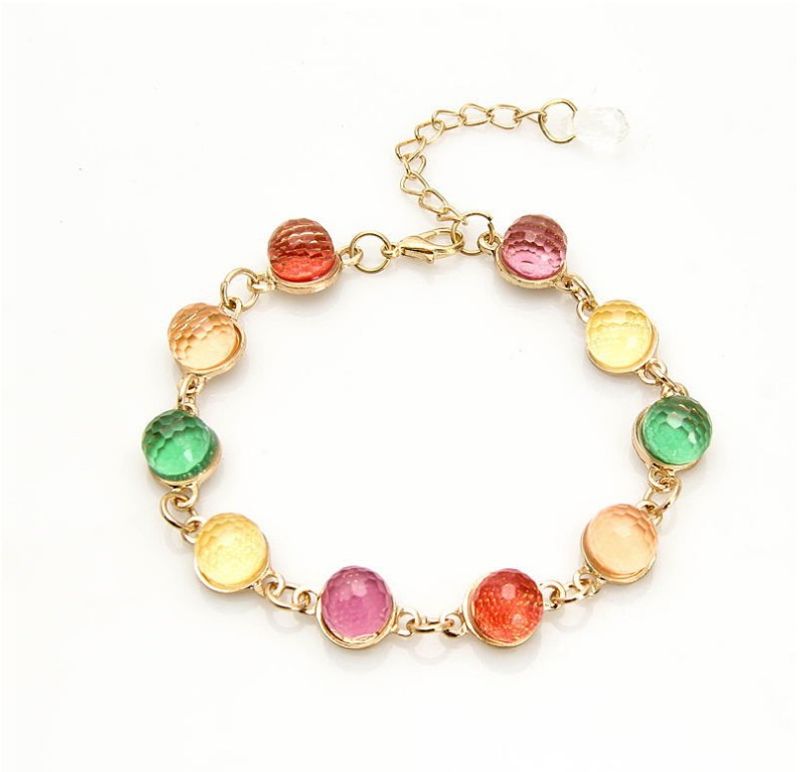 Pulsera Con Cuentas De Cristal De Color Caramelo De Moda Linda Retro