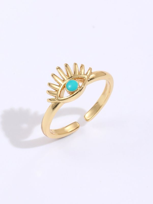 Fashion Copper Plating 18k Gold Devil's Eye Shaped Open Ring