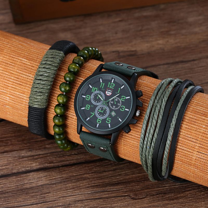 Reloj De Cuarzo Y Reloj De Tres Ojos Deportivo De Estilo Militar Para Hombre