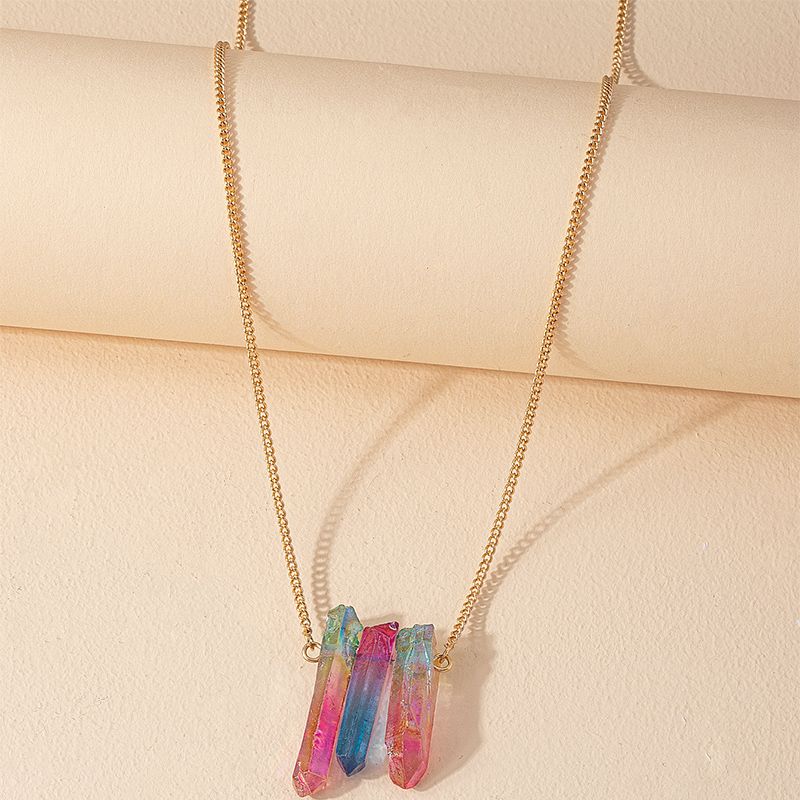 Popular European And American Foreign Trade Crystal Stone Pendant Niche Design Color Stone Necklace Internet Hot Necklace