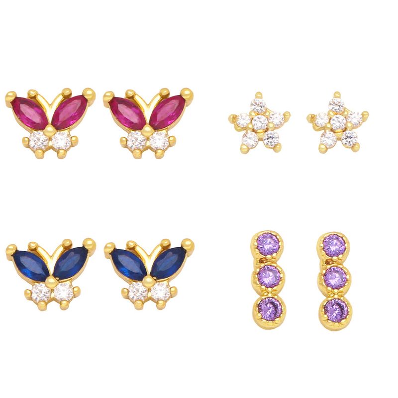 2022 New Fashion Geometric Colorful Zircon Inlaid Stud Earrings For Women