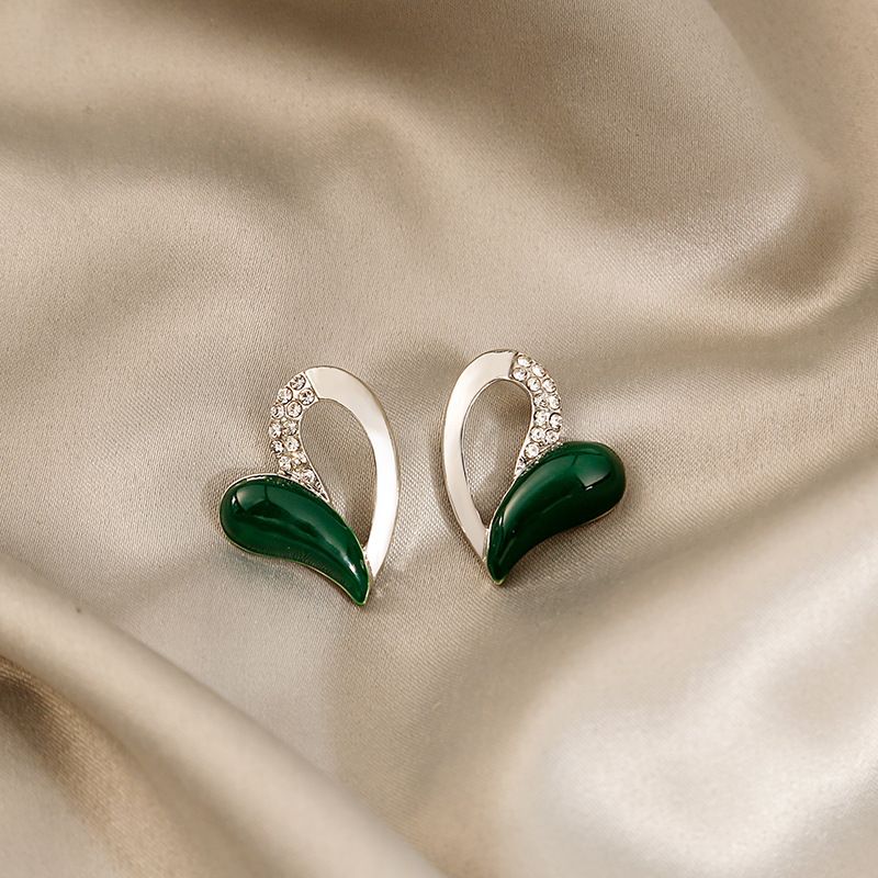 Fashion Micro Inlaid Zircon Heart Shaped Stud Earrings Ear Jewelry