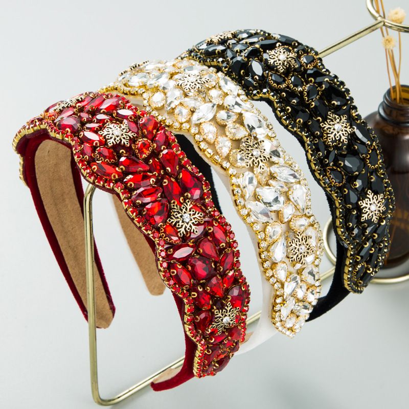 Fashion New Baroque Retro Gorgeous Colorful Glass Drill Snowflake Headband Accessories