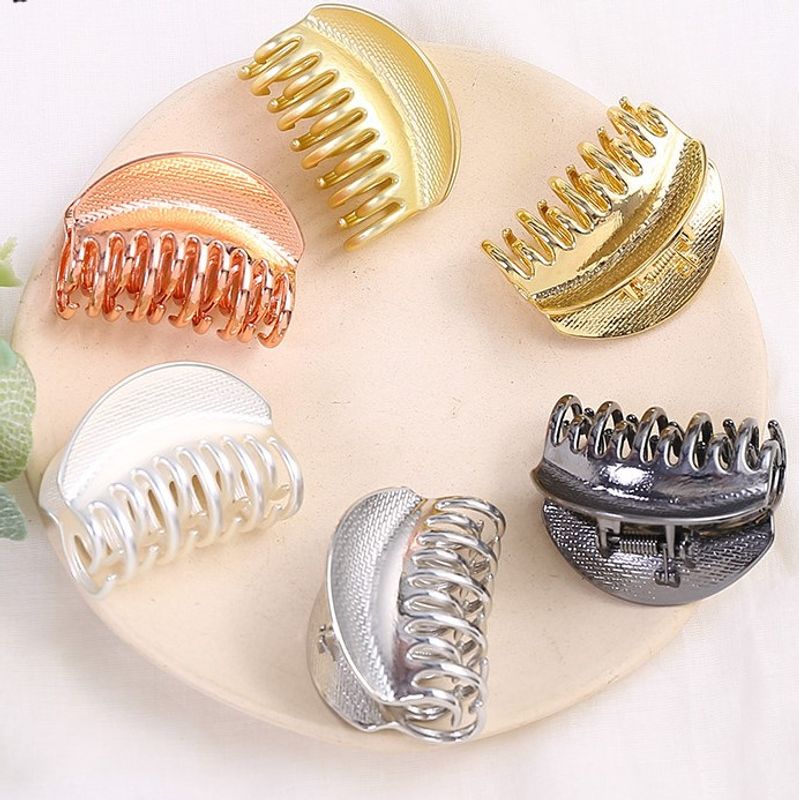 Fashion Solid Color Double Clip Medium Size Hairpin Alloy Hair Accessories