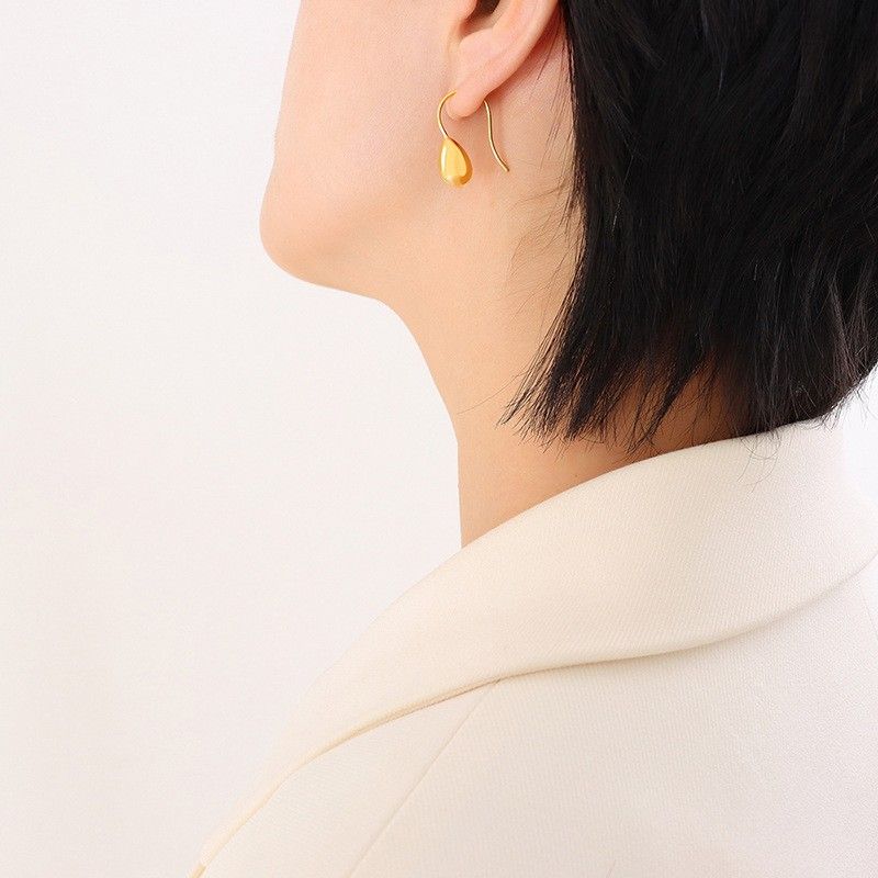 Fashion Simple Solid Water Drop Jewelry Titanium Steel Earrings