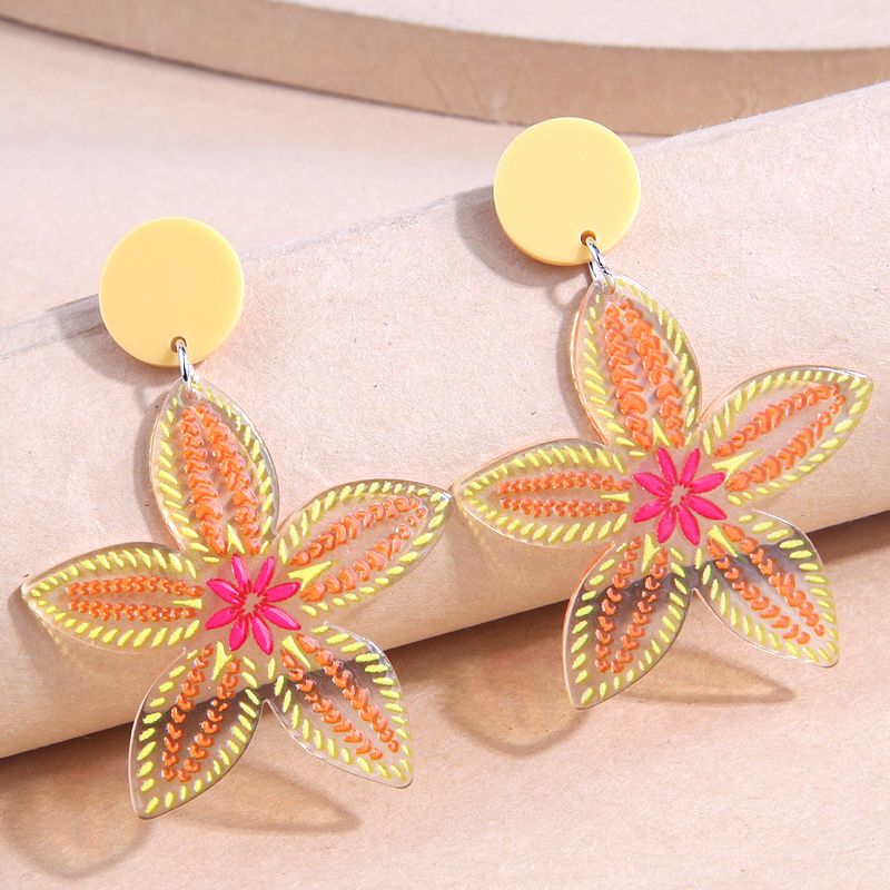 Simple Cute Orange Flower Shape Synthetic Material Stud Earrings