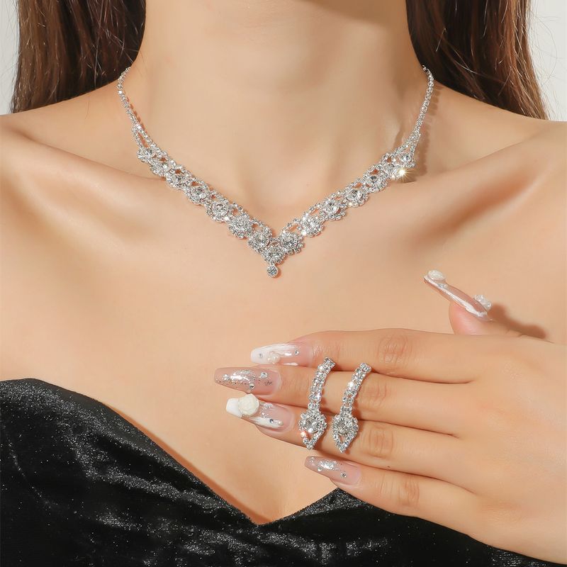 Fashion Bridal Necklace Two-piece Earrings Set Wedding Accessories