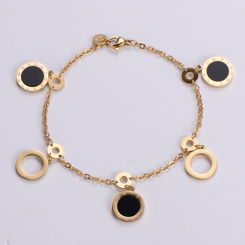 Fashion Stainless Steel Roman Round Shaped Pendant Bracelet