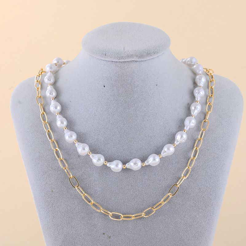 Elegant Retro Double-layer Clavicle Chain Freshwater Pearl Woven Necklace
