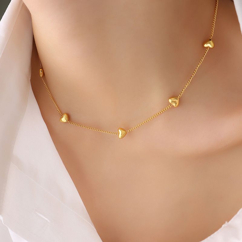 Mode Herz Geformt Halskette Weibliche Armband Titan Stahl Gold-überzogene Schmuck Set