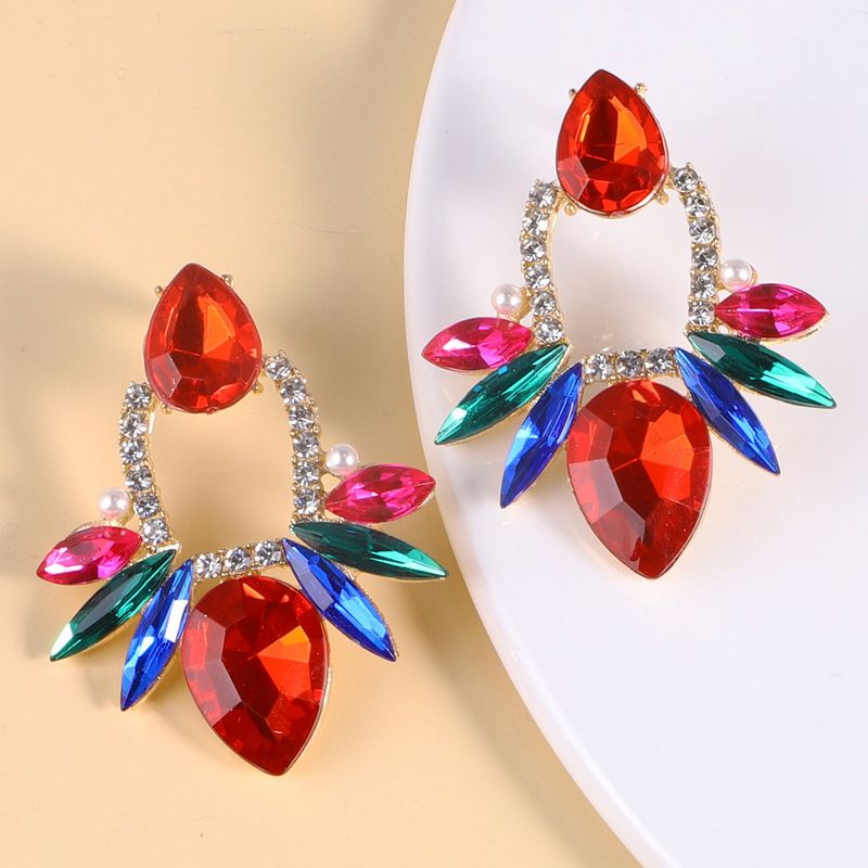 Fashion Big Drop-shaped Diamond Inlaid Alloy Earrings Women's Earrings Wholesale