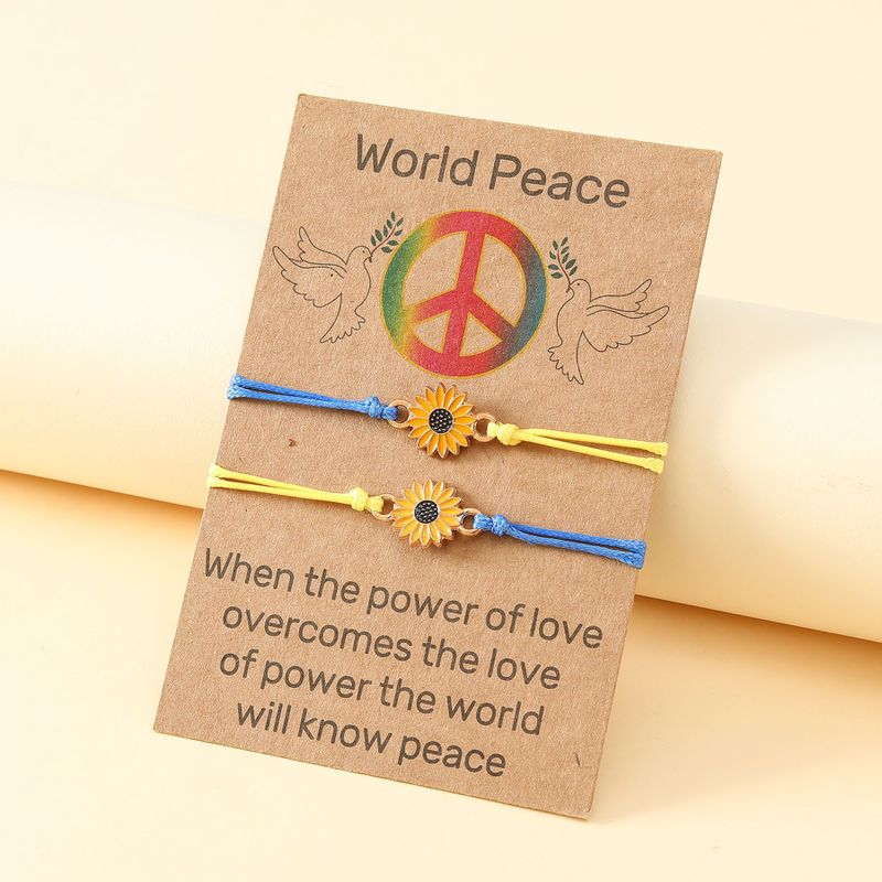 Fashion Jewelry Little Daisy Flag Ukraine World Peace Hand Weaving Bracelet Carrying Strap