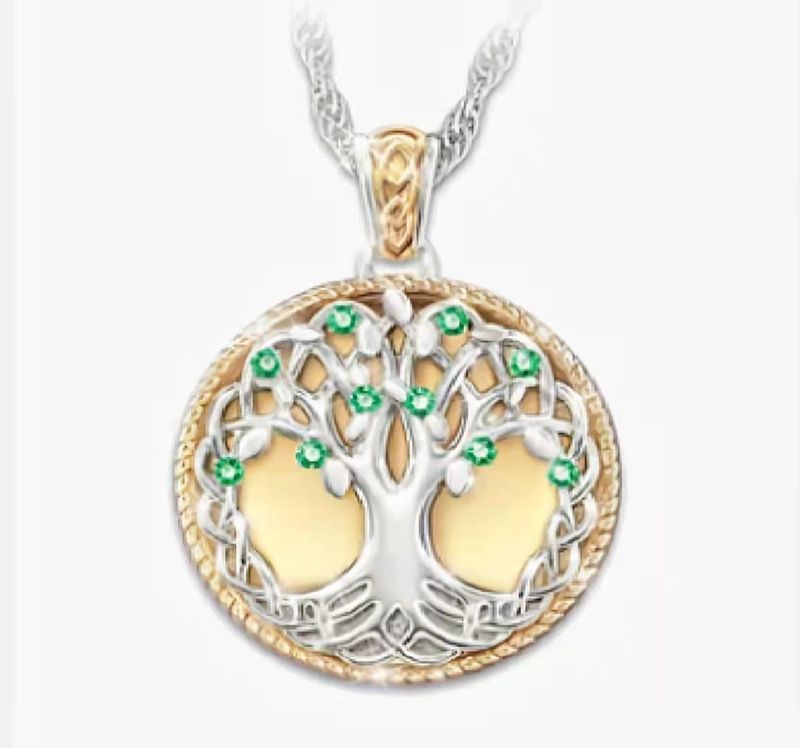 Creative Fashion Life Tree Round Pendant Two-color Electroplated Alloy Necklace