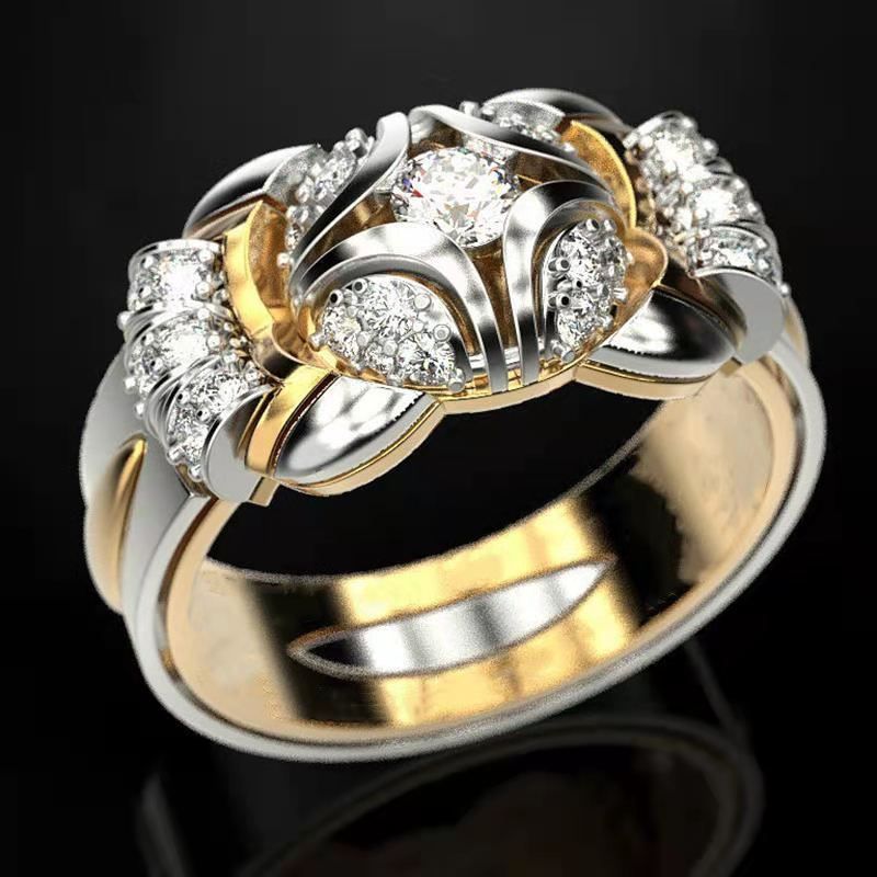 Creative Retro Bow Flower Bud Diamond-embedded  Men's Women's Ring Wholesale