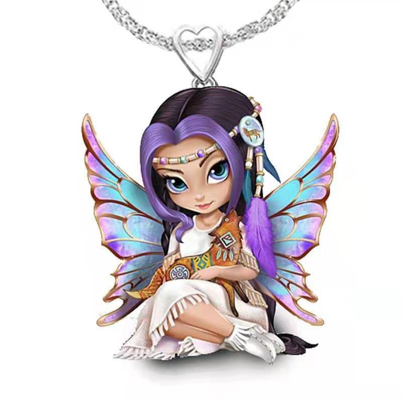 Zibi New Fairy Princess Pendant Necklace Creative Women's Necklace Pendant Necklace Ring Factory Wholesale