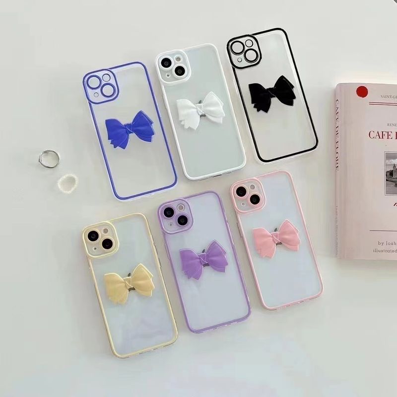 Simple Three Dimensional Bow Transparent Hard 13 Iphone Case