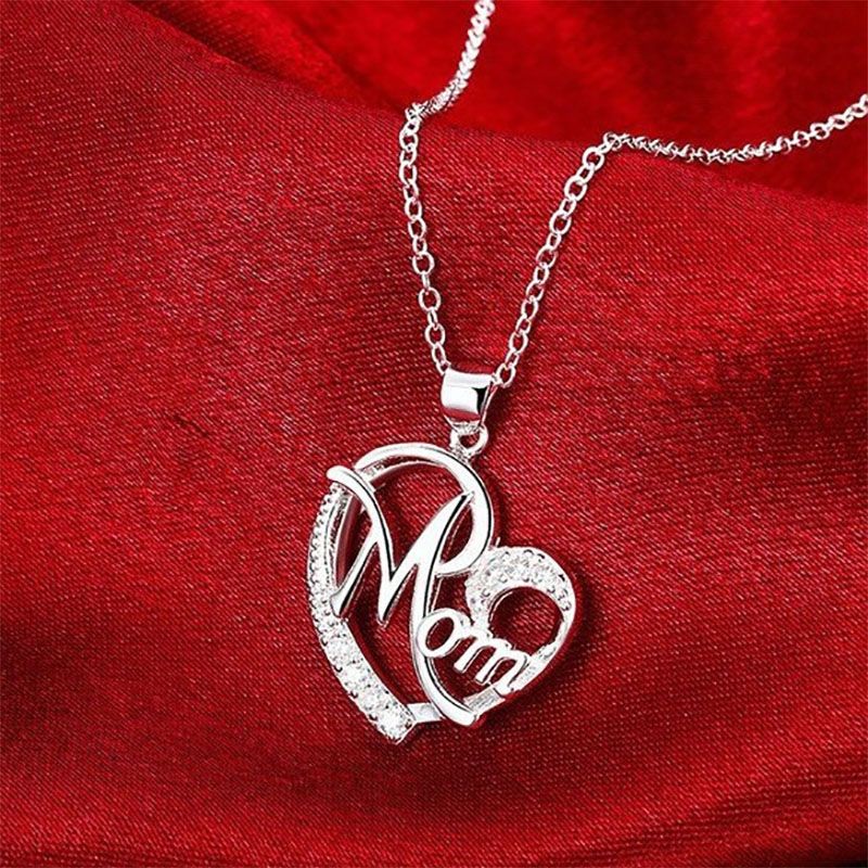 Fashion Heart Shape Letter Mom Pendant Clavicle Chain Necklace