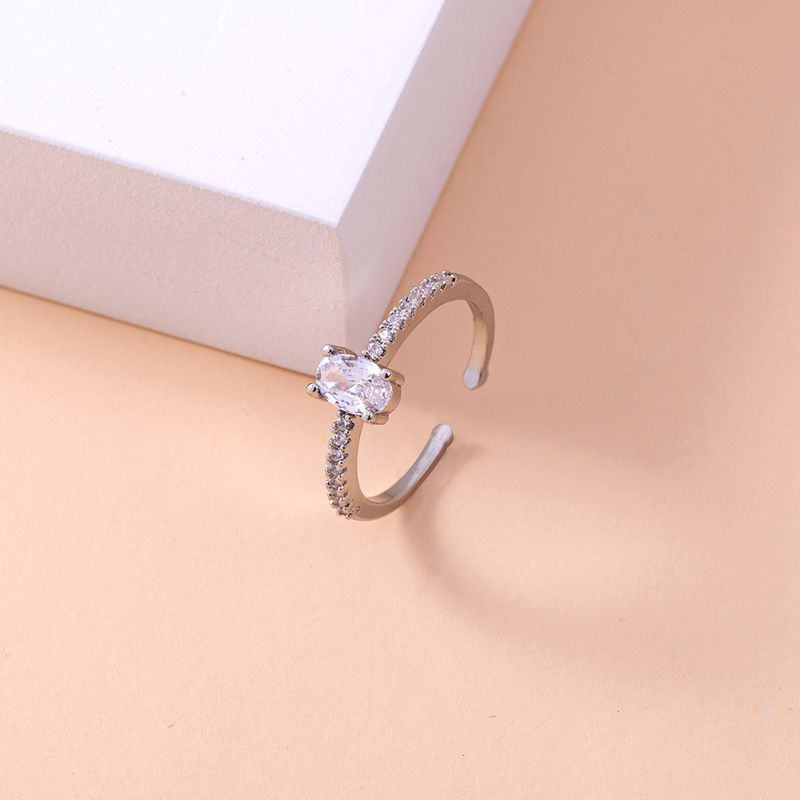 Einfache Und Exquisite Öffnung, Verstellbare Mikro Eingelegte Ovale Knoten Zirkon Ring Weibliche Accessoires Accessoires Weibliche 1