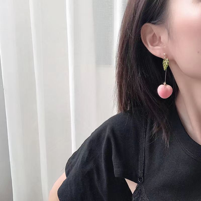 Fashion Peach Shaped Long Alloy Earrings Cute Fruit