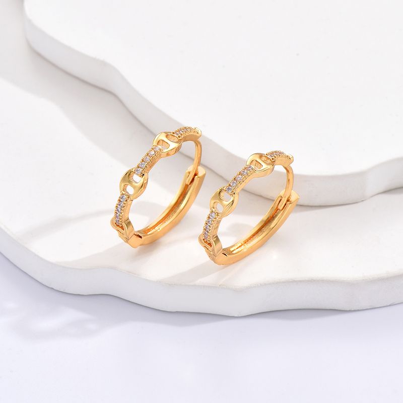 Mode Einfache Geometrische Kupfer Vergoldet
intarsien Zirkon Ohrringe