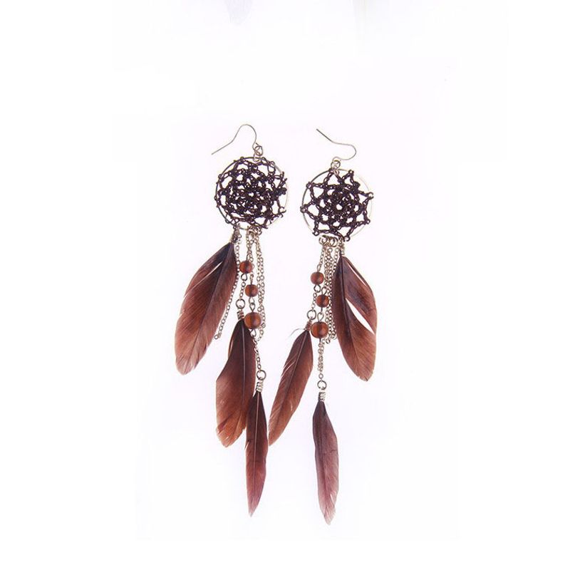 1 Set Cute Feather Plating Iron No Inlaid Earrings