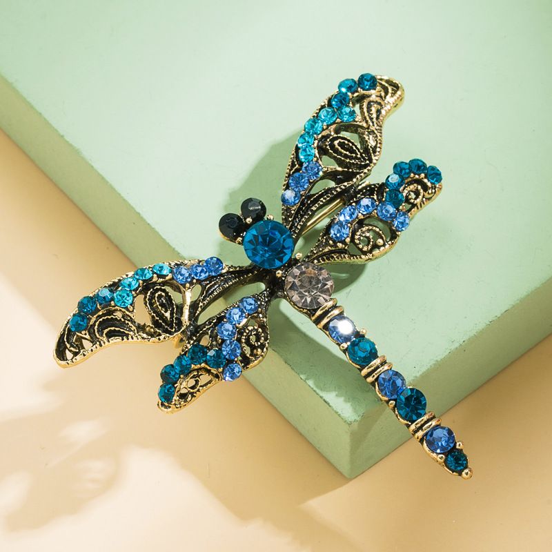 Fashion Retro New Alloy Diamond Dragonfly Breastpin Corsage Brooch