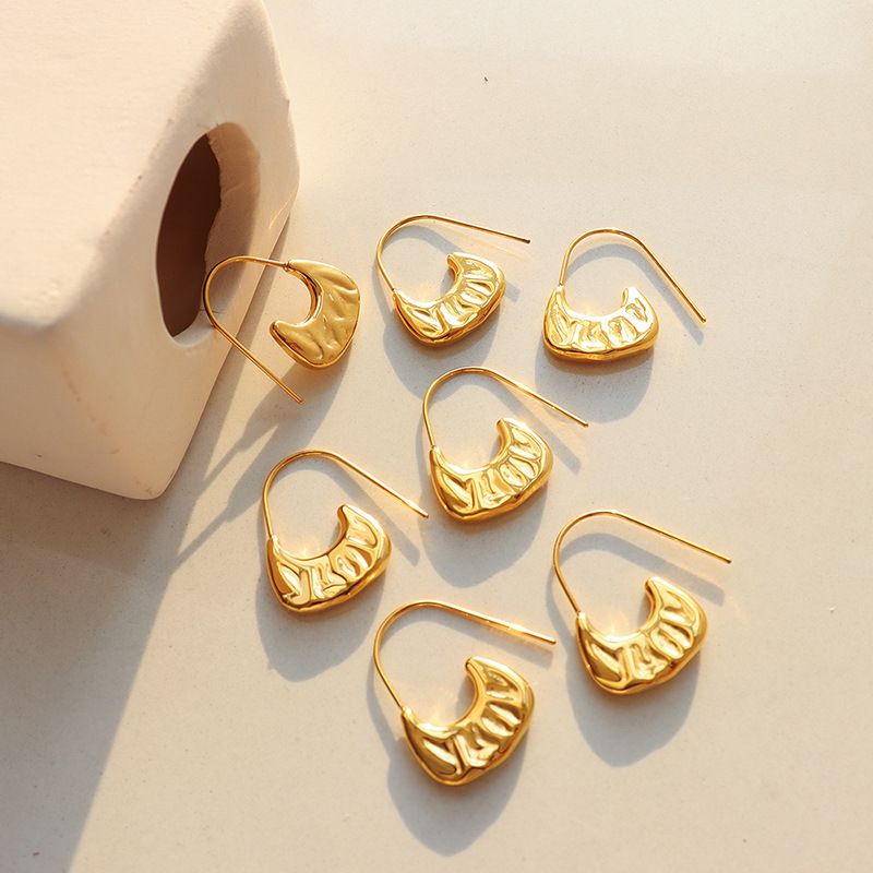 Ins Style Women's Geometric Bag Shape Ear Clip Simple Titanium Steel Gold Plated Earrings