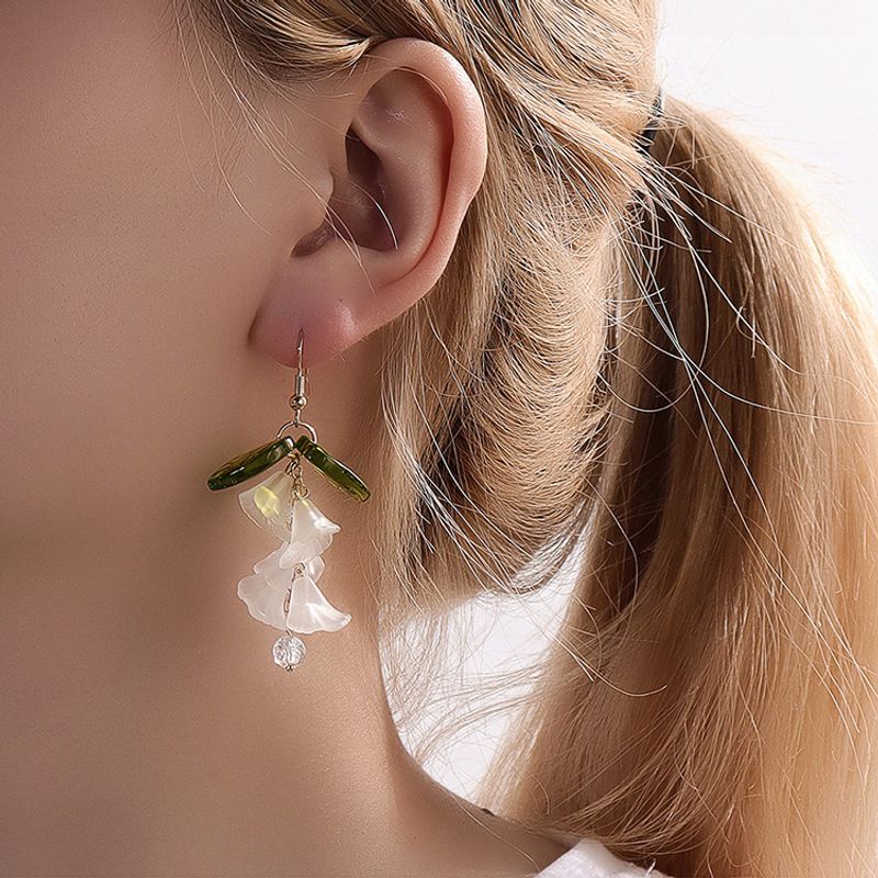 Mode Creative Résine Géométrique Fleur Boucles D'oreilles Perles De Verre