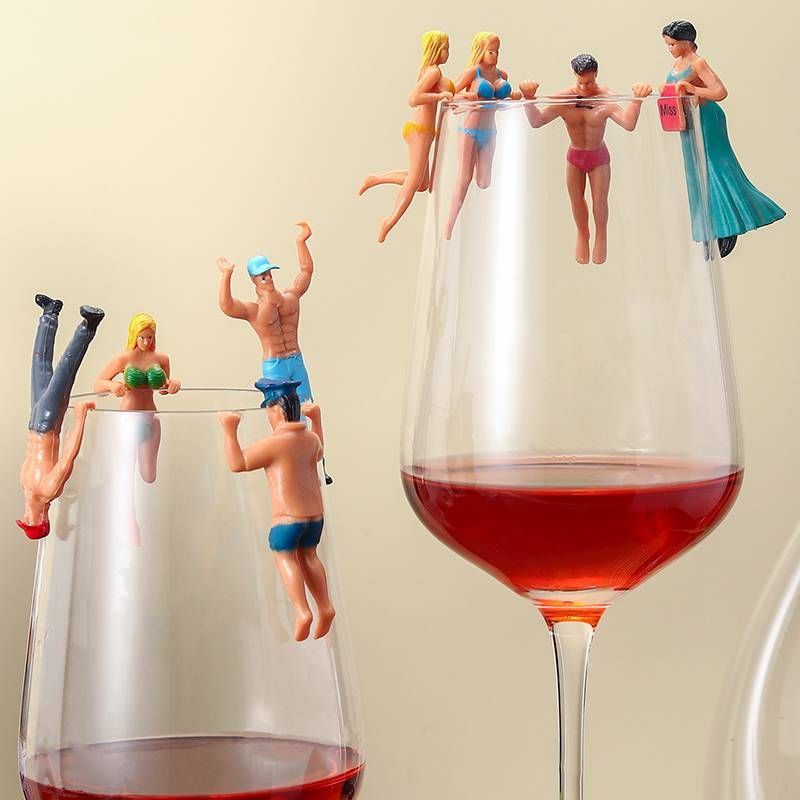 Fashion Cute Doll Shaped Wine Glass Marker 8-piece Set