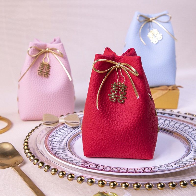 Wedding Candy Bag Box Wholesale Candy Box Wedding Folding-free Leather Wedding Candies Box