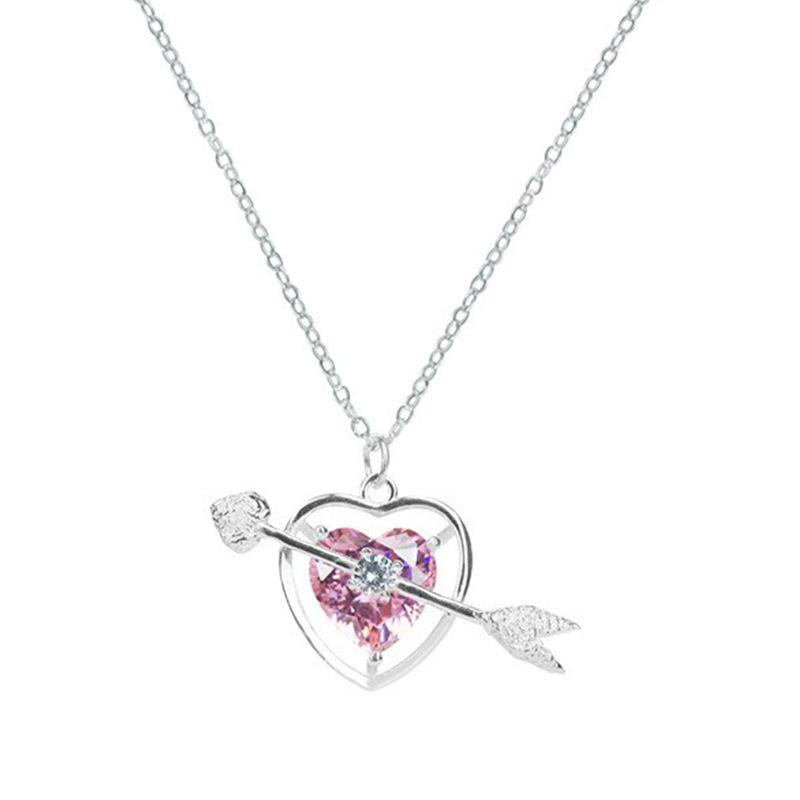 Corazón Hueco Simple Creativo-piercing Rosa Diamante Colgante Collar Pulsera