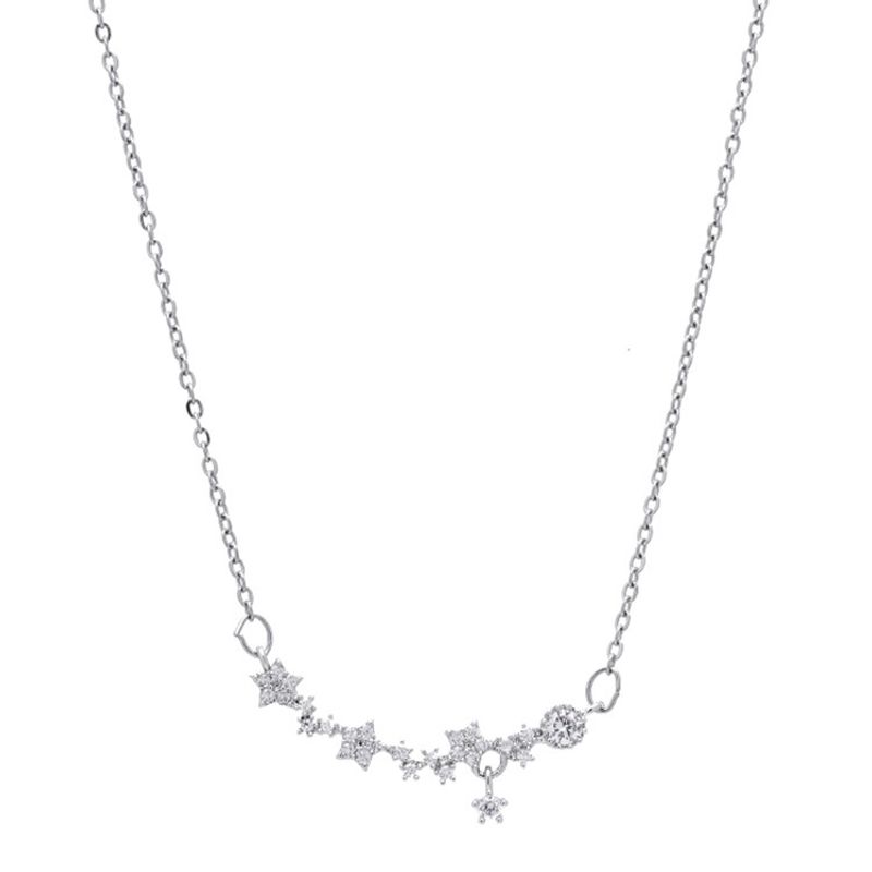 Simple New Style Star Shape Inlaid Diamond Pendant Clavicle Chain Short Necklace
