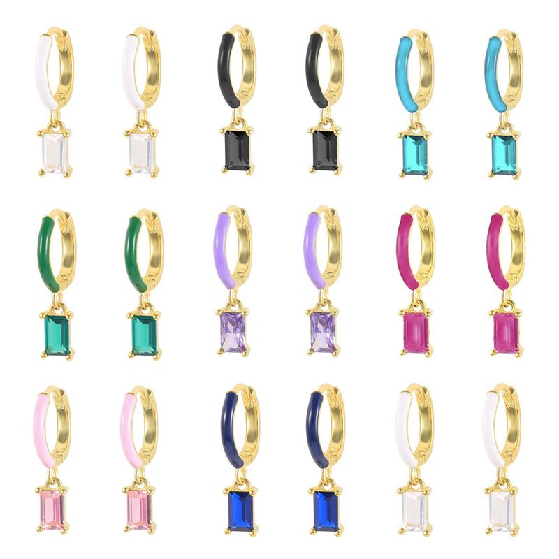 Epoxy Diamond Eardrop Earring Fashion Colorful Ear Clips