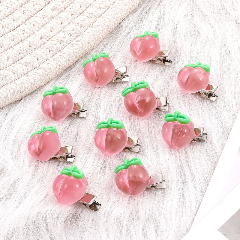 10-piece Set Pink Knitted Barrettes Sweet Peach Shaped Hair Clip Hair Accessories