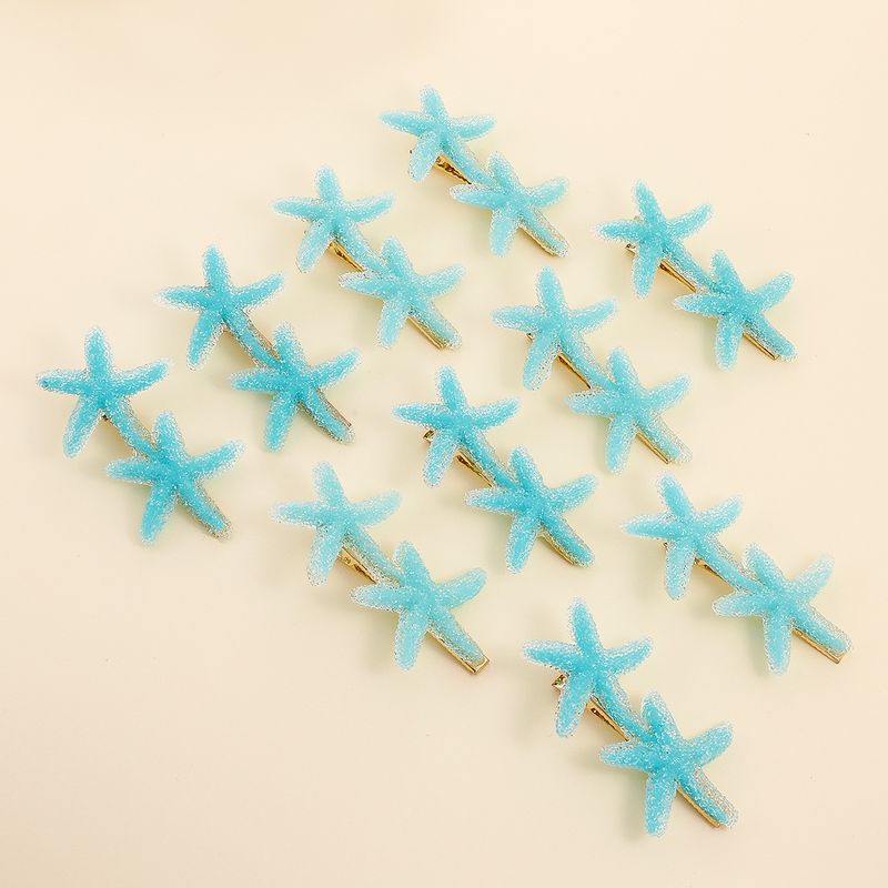 10-piece Set Candy Color Blue Starfish Barrettes Hair Clip Hair Accessories