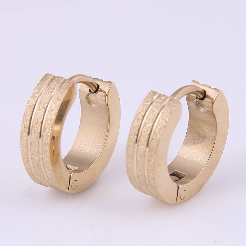 Fashion Simple Rose Gold Golden Titanium Steel Hoop Earrings