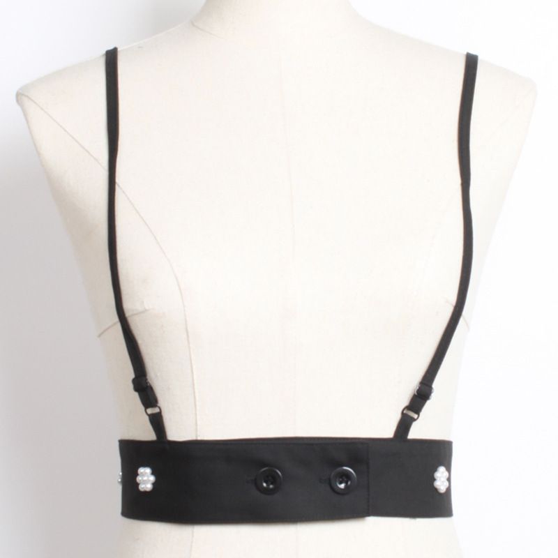 Shirt Decorative Sling Black Fashionable Accessories Pearl Strap Vest