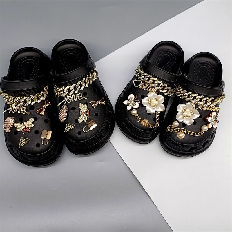 New Coros Shoes Diy Decorative Flower Butterfly Bee Chain Set Removable Shoe Buckle Accessories
