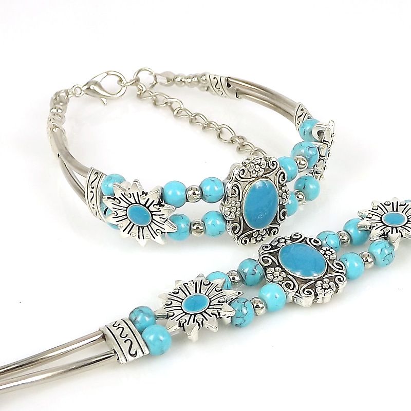 Klassisch Retro Ethnischer Stil Blumen Legierung Perlen Armbänder