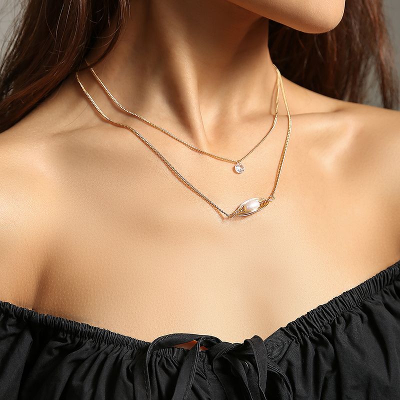 Vintage Style Geometric Alloy Plating Pearl Necklace 1 Piece
