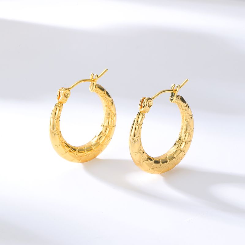 Vintage Style Circle Plating 201 Stainless Steel 18K Gold Plated Earrings